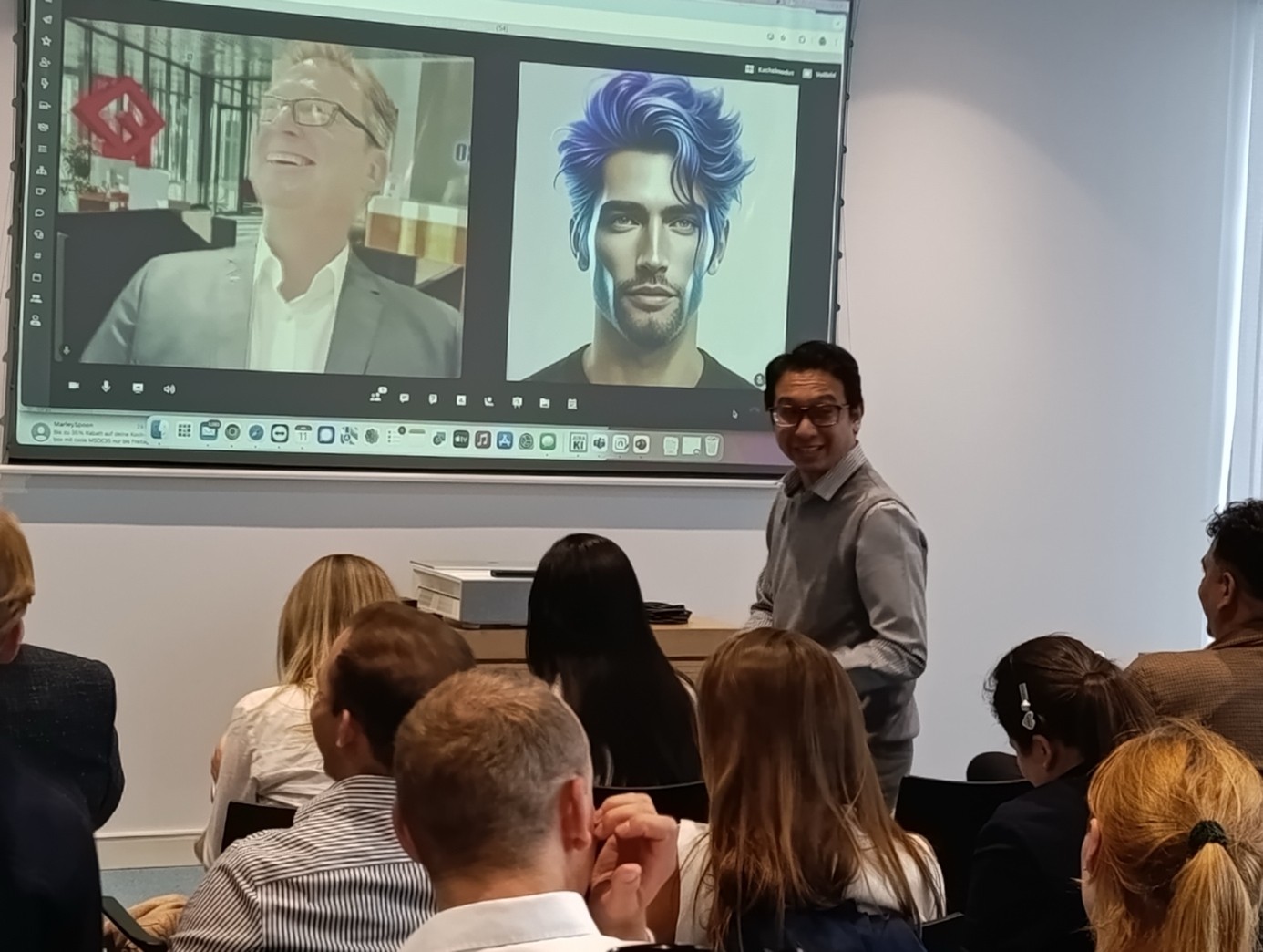 Rechtsanwalt Jan Lehniger stellt die KI-Avatare in vOffice World vor