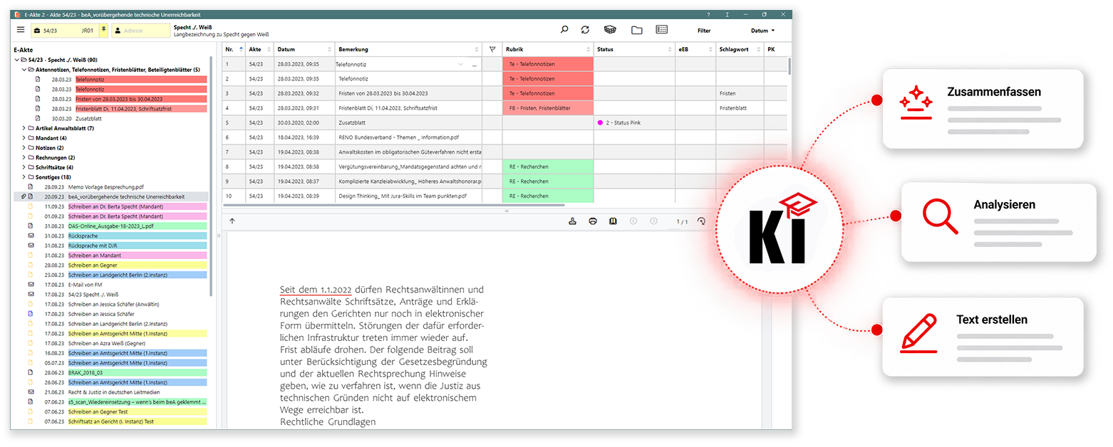 Große Ansicht: RA-MICRO E-Akte 2 mit KI: Zusammenfassen, Analyisieren, Text erstelen