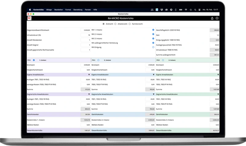 Kostenriskio-Rechner für Windows und Mac