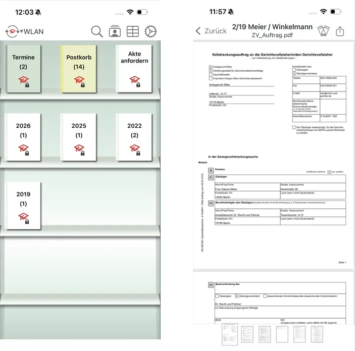 E-Akte App auf dem iPhone