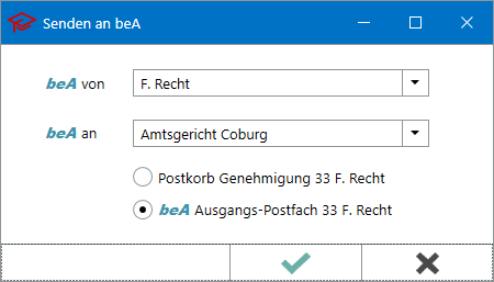 Aus RA-MICRO können Nachrichten ganz leicht per beA versandt werden