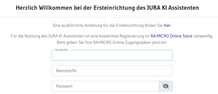JURA KI Assistent lizenzieren und einrichten
