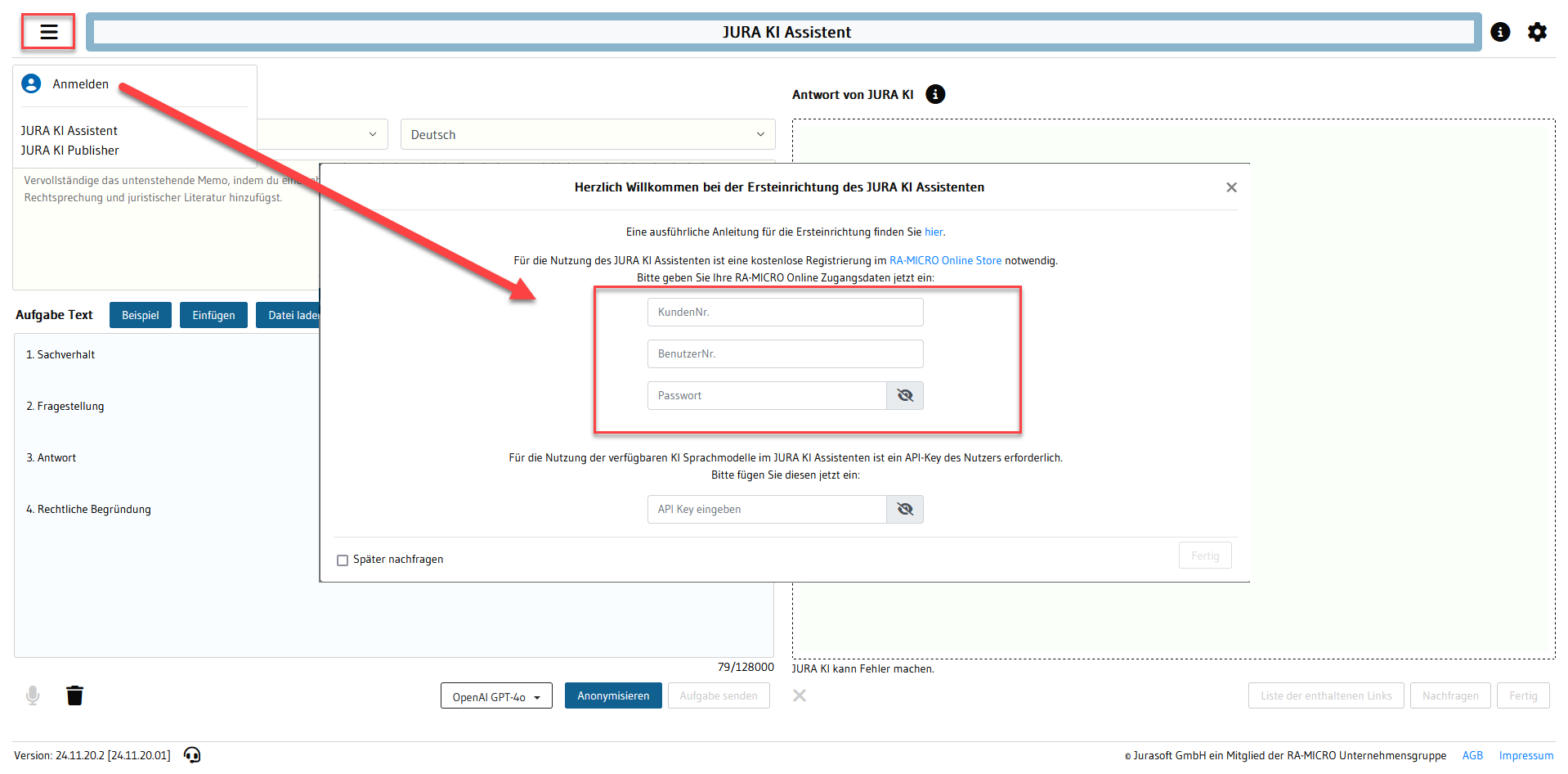 JURA KI Assistent lizenzieren und einrichten