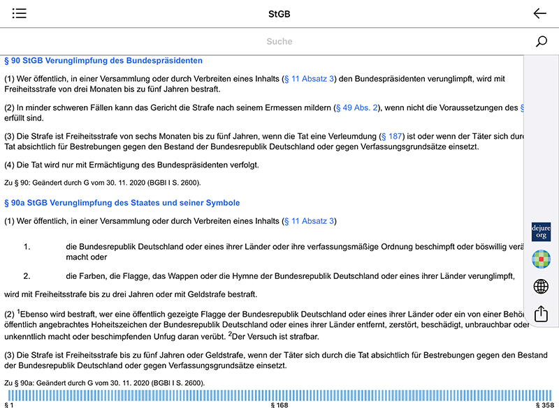 Die Deutsche Gesetze App auf iPad